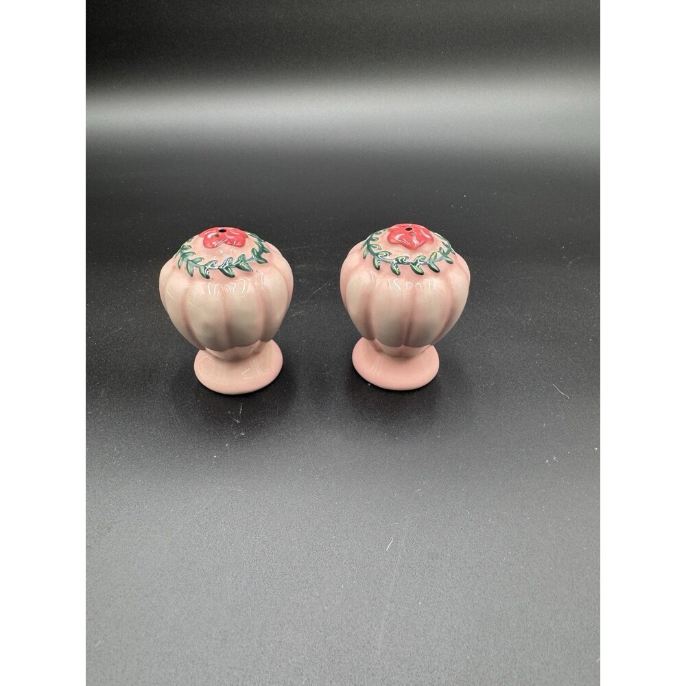 Vintage Pink Floral Salt & Pepper Shakers Blush Pink